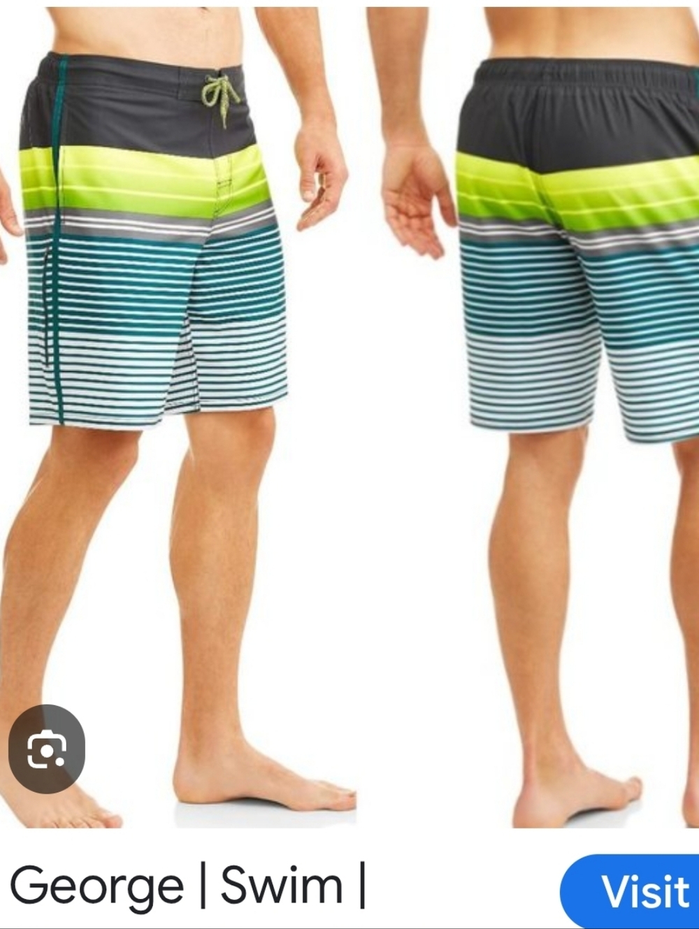 George swim trunks men’s 44-46 2XL green black stretch waist in great stretch